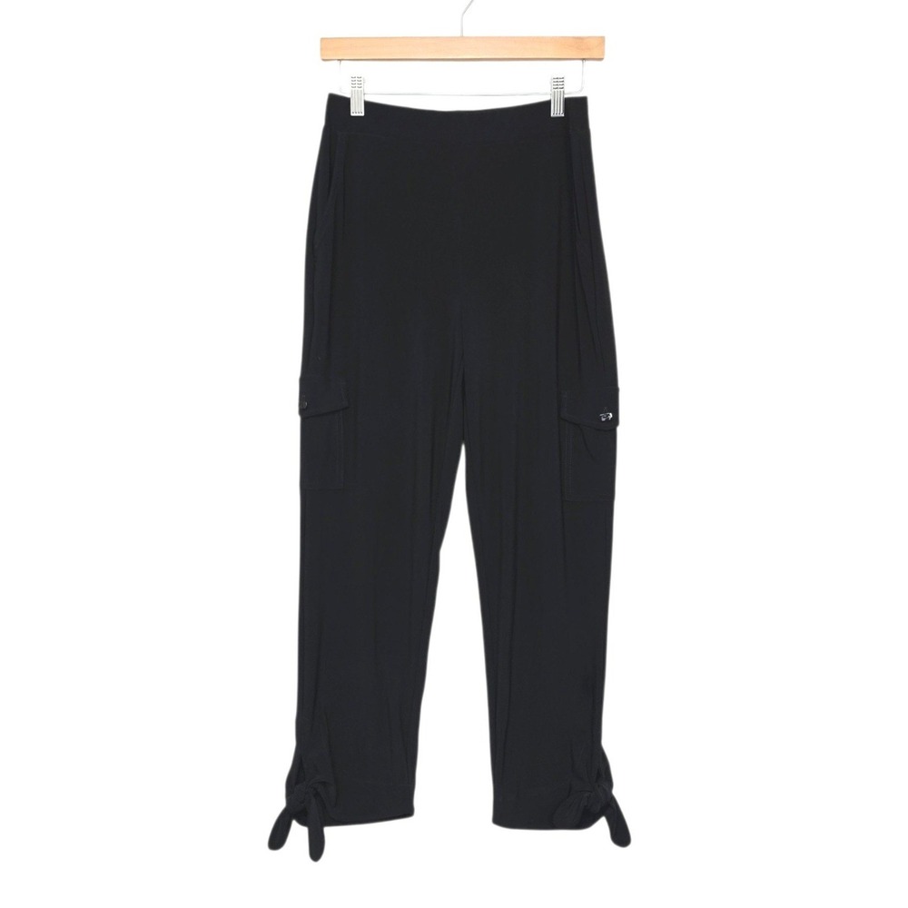 Joseph Ribkoff Black Cargo Tie Cuff Tapered Pants Womens Size 2 Made in Canada